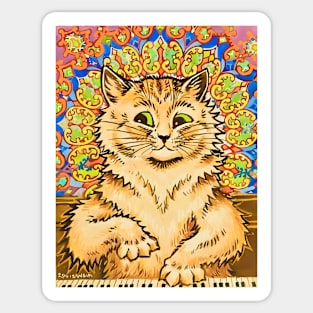 Cat Playing a Piano in Front of a Psychedelic Background by Louis Wain Sticker
